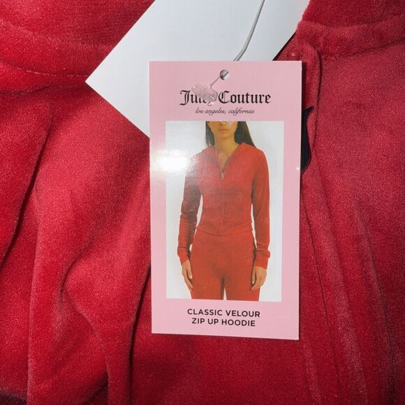NWT Red LARGE $218 JUICY COUTURE Velour OG Bling Tracksuit Hoodie/Pant - Picture 6 of 8